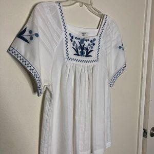 Madewell Embordered sleeves peasant top